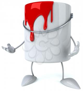 Royalty Free Clipart Image of a Paint Can With Red Paint on the Side