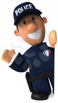 Royalty Free Clipart Image of a Waving Policeman