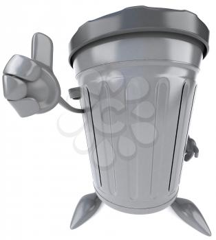Royalty Free Clipart Image of a Big Thumbs Up From a Trashcan