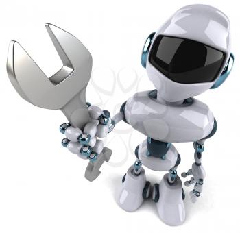 Royalty Free Clipart Image of a Robot With a Wrench