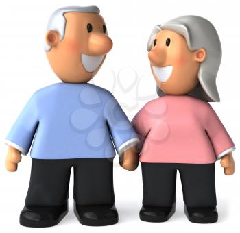 Royalty Free Clipart Image of a Senior Couple Holding Hands and Looking at Each Other