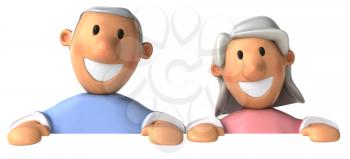 Royalty Free Clipart Image of a Grey Haired Couple From the Waist Up