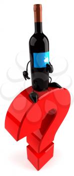 Royalty Free Clipart Image of a Wine Bottle on a Question Mark
