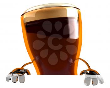 Royalty Free 3d Clipart Image of a Beer Glass Character Holding a Sign