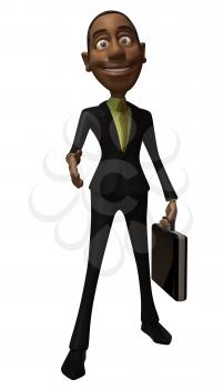 Royalty Free 3d Clipart Image of a Businessman Holding a Briefcase Inviting Viewer to Shake Hands