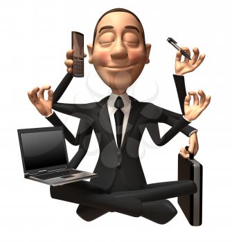 Royalty Free 3d Clipart Image of a Businessman Multitasking