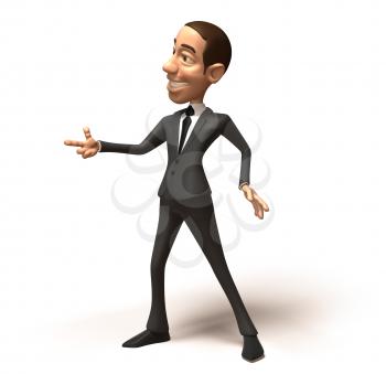 Royalty Free 3d Clipart Image of a Businessman Smiling and Pointing