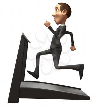 Royalty Free 3d Clipart Image of a Businessman Running on a Treadmill