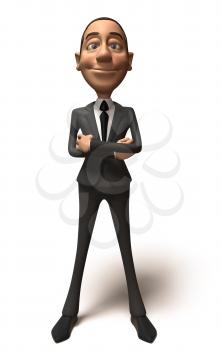 Royalty Free 3d Clipart Image of a Businessman Standing With His Arms Crossed