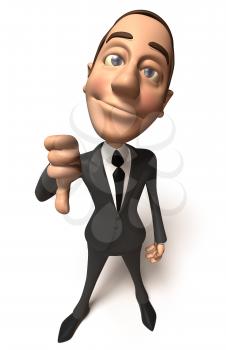 Royalty Free 3d Clipart Image of a Businessman Giving a Thumbs Down Sign