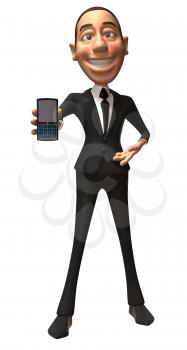 Royalty Free 3d Clipart Image of a Businessman Holding a Cell Phone