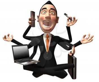 Royalty Free 3d Clipart Image of an  Asian Businessman Multitasking
