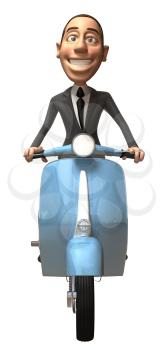 Royalty Free 3d Clipart Image of a Businessman Riding a Scooter