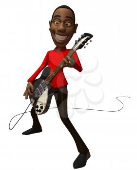 Royalty Free 3d Clipart Image of an African American Man Playing a Guitar