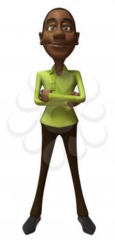 Royalty Free 3d Clipart Image of an African American Man Standing With His Arms Crossed