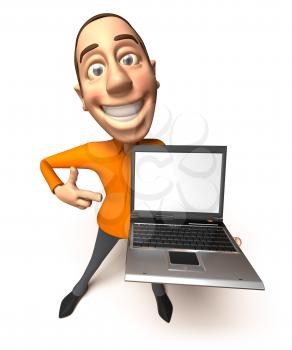 Royalty Free 3d Clipart Image of a Man Holding a Laptop Computer