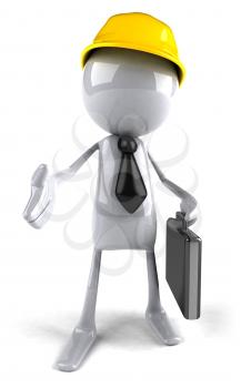 Royalty Free 3d Clipart Image of a Worker Carrying a Briefcase and Offering a Handshake