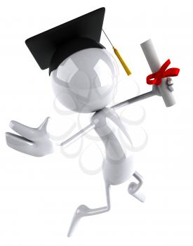 Royalty Free 3d Clipart Image of a Male Graduate Holding a Diploma