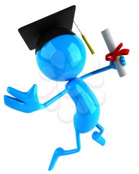 Royalty Free 3d Clipart Image of a Male Graduate Holding a Diploma