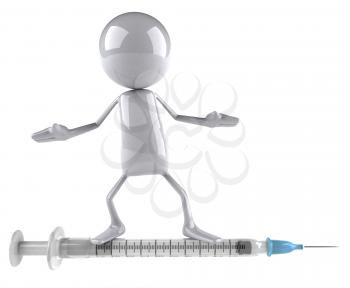 Royalty Free Clipart Image of an Guy on a Hypodermic Needle