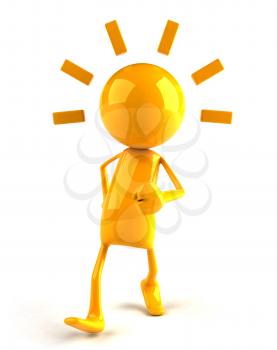 Royalty Free 3d Clipart Image of a Yellow Character Walking