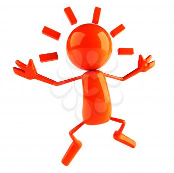Royalty Free 3d Clipart Image of a Red Character Jumping in the Air