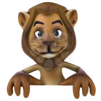 Royalty Free 3d Clipart Image of a Lion Holding a Sign Board