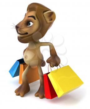 Royalty Free 3d Clipart Image of a Lion Carrying Shopping Bags