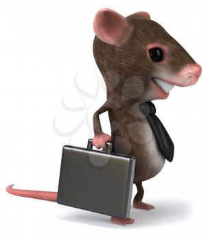 Royalty Free Clipart Image of a Mouse Wearing a Tie and Carrying a Briefcase