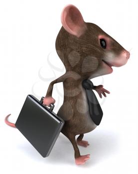 Royalty Free Clipart Image of a Mouse Wearing a Tie and Carrying a Briefcase