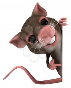 Royalty Free 3d Clipart Image of a Mouse Pointing to a Blank Sign Board