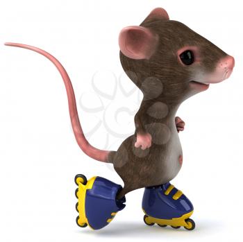 Royalty Free Clipart Image of a Mouse on Rollerblades