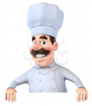 Royalty Free 3d Clipart Image of a Chef Holding a Sign Board