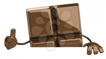 Royalty Free Clipart Image of a Piece of Chocolate Giving a Thumbs Up