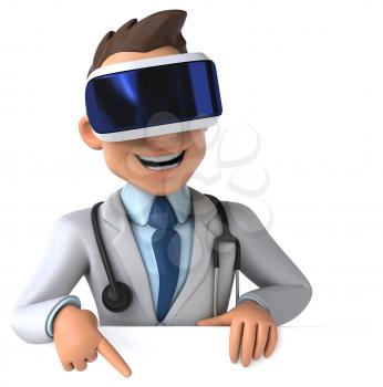 Fun 3D Illustration of a doctor with a VR Helmet