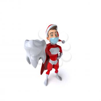 Fun 3D illustration of a cartoon Santa Claus with a mask