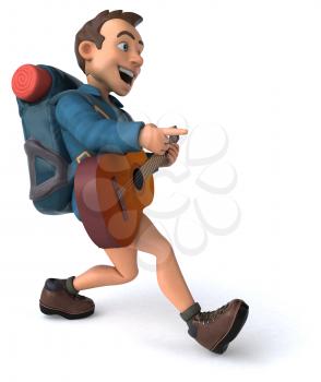 Fun illustration of a 3D cartoon backpacker