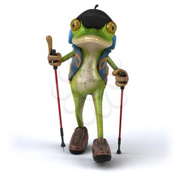Fun backpacker frog - 3D Illustration