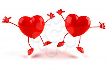 Royalty Free 3d Clipart Image of Jumping Hearts
