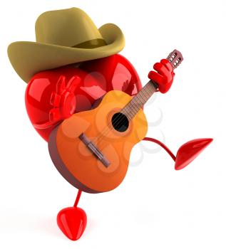 Royalty Free Clipart Image of a Country and Western Guitar Playing Heart