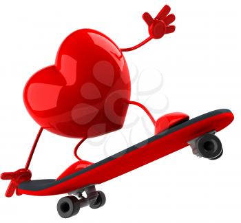 Royalty Free Clipart Image of a Skateboarding Heart
