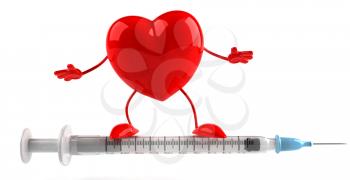 Royalty Free Clipart Image of a Heart on a Needle