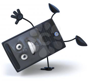 Royalty Free 3d Clipart Image of a Computer Doing a Handstand