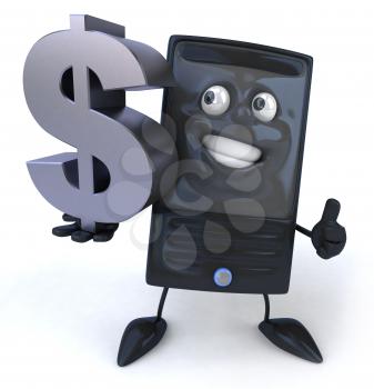 Royalty Free 3d Clipart Image of a Computer Holding a Large Dollar Sign