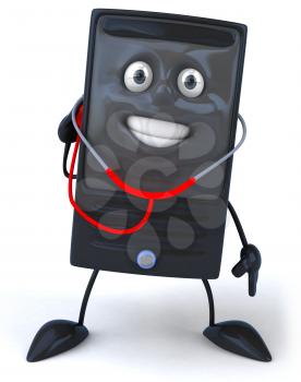 Royalty Free 3d Clipart Image of a Computer Checking Itself with a Stethoscope