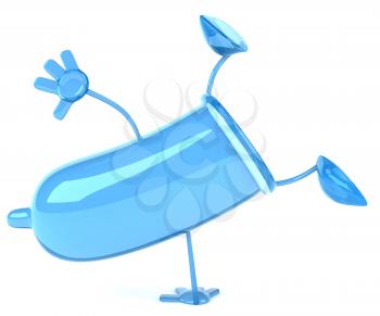 Royalty Free Clipart Image of Condom Man Doing a Handstand