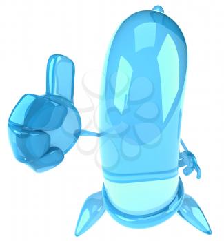 Royalty Free Clipart Image of Condom Man Giving a Thumbs Up