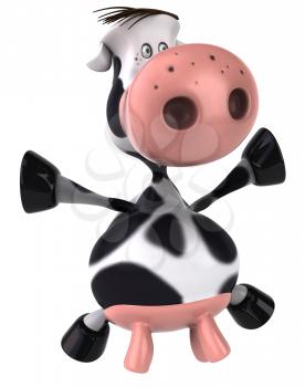 Royalty Free Clipart Image of a Holstein Cow Jumping