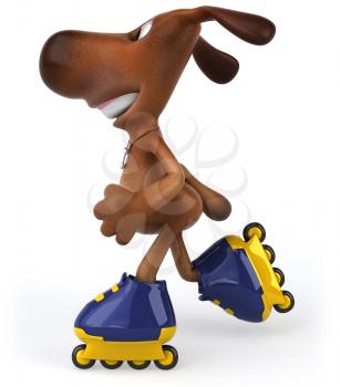 Royalty Free Clipart Image of a Dog on Rollerblades
