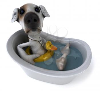 Royalty Free Clipart Image of a Jack Russell Taking a Bath